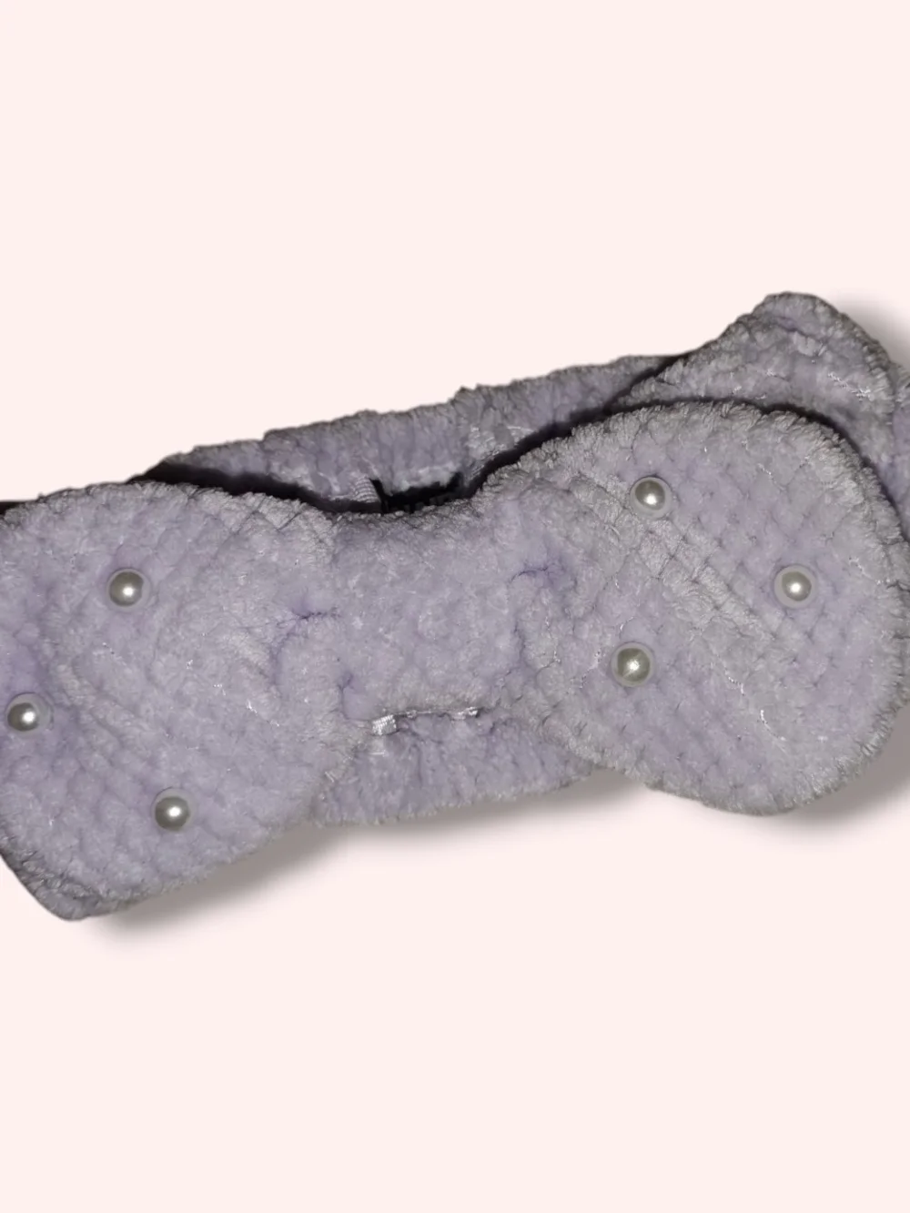 Lavender Pearl-Embellished Plush Hairband
